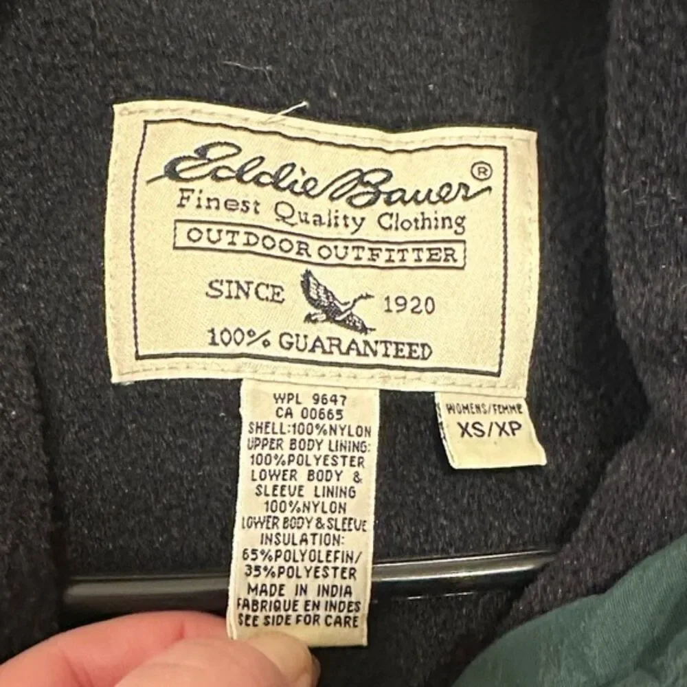 Eddie Bauer Chore Coat Womens XS Hooded Zip Outdoor Ski Barn Fleece Lined Green